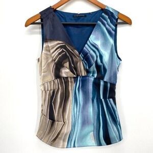 Elie Tahari Silk Ruched Sleeveless Blouse Y2K